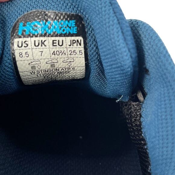 Hoka One One Stinson Atr 6 Low Blue Womens Size 8.5 Running Trail - Picture 8 of 10
